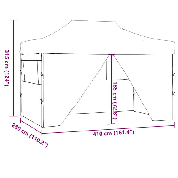 Sininen kokoontaittuva juhlateltta Szigismund 3x4 m (4 sivuseinää teräs)