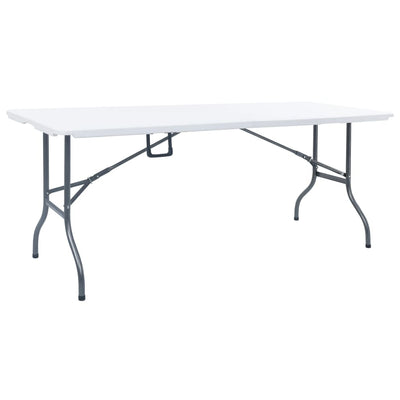 Kokoontaittuva puutarhapöytä valkoinen 180x72x72 cm HDPE