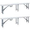 Kokoontaitettavat puutarhapenkit 2 kpl 180 cm HDPE valkoinen