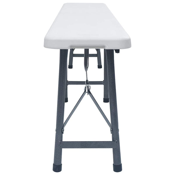 Kokoontaitettavat puutarhapenkit 2 kpl 180 cm HDPE valkoinen