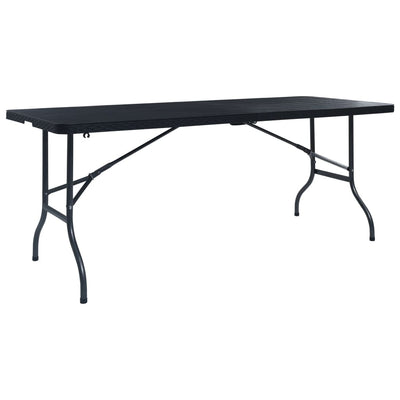 Kokoontaittuva puutarhapöytä musta 180x75x72 cm HDPE
