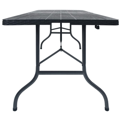 Kokoontaittuva puutarhapöytä musta 180x75x72 cm HDPE