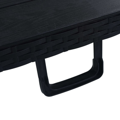 Kokoontaittuva puutarhapöytä musta 180x75x72 cm HDPE