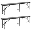 Kokoontaitettavat puutarhapenkit 2 kpl 180 cm HDPE musta