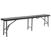 Kokoontaitettavat puutarhapenkit 2 kpl 180 cm HDPE musta