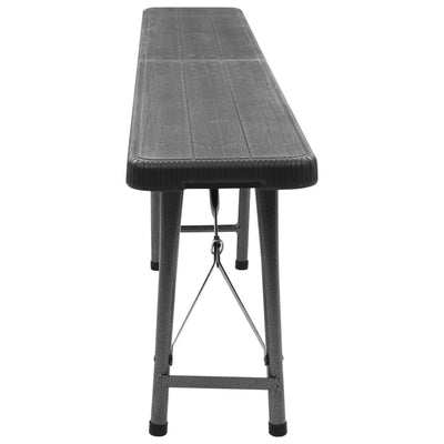 Kokoontaitettavat puutarhapenkit 2 kpl 180 cm HDPE musta