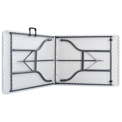 Kokoontaittuva Ulkopöytä 2 penkkiä 180cm teräs & HDPE valkoinen
