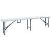 Kokoontaittuva Ulkopöytä 2 penkkiä 180cm teräs & HDPE valkoinen