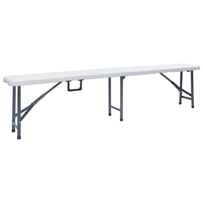 Kokoontaittuva Ulkopöytä 2 penkkiä 180cm teräs & HDPE valkoinen