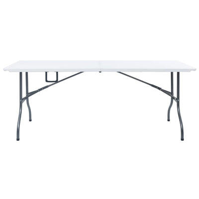 Kokoontaittuva Ulkopöytä 2 penkkiä 180cm teräs & HDPE valkoinen