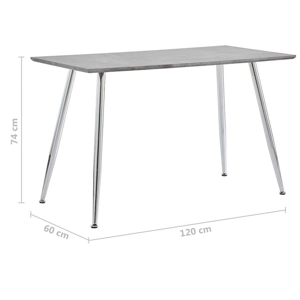 Ruokapöytä betoni ja hopea 120x60x74 cm MDF