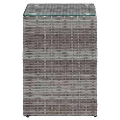 Harmaa sivupöydät Niko (3 kpl lasipöytälevy polyrottinki)