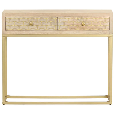 Konsolipöytä kulta 90x30x75 cm täysi mangopuu
