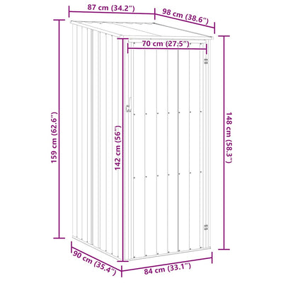 Ruskea puutarhavaja Mersina 87x98x159cm (galvanoitu teräs)