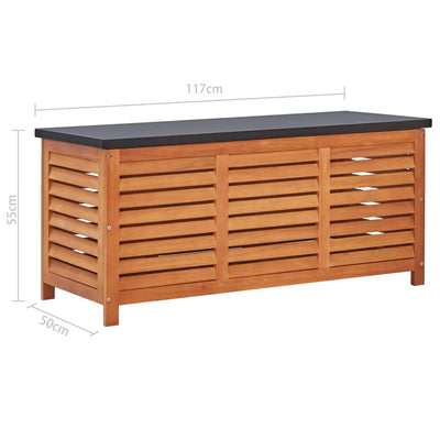 Puutarhan varastolaatikko 117x50x55 cm täysi eukalyptuspuu