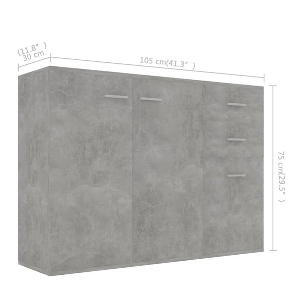 Senkki betoninharmaa 105x30x75 cm tekninen puu