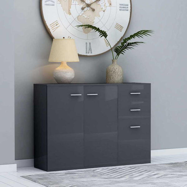 Senkki korkeakiilto harmaa 105x30x75 cm lastulevy