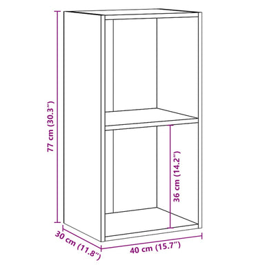 2-tasoinen kirjahylly betoninharmaa 40x30x76,5 cm lastulevy