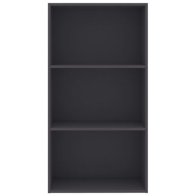 3-tasoinen kirjahylly harmaa 60x30x114 cm tekninen puu