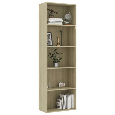 5-tasoinen kirjahylly Sonoma-tammi 60x30x189 cm lastulevy
