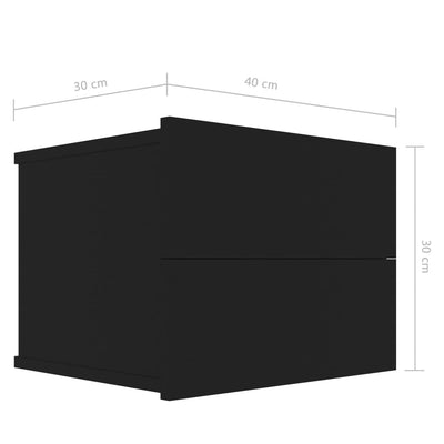Yöpöydät 2kpl musta 40x30x30 cm tekninen puu