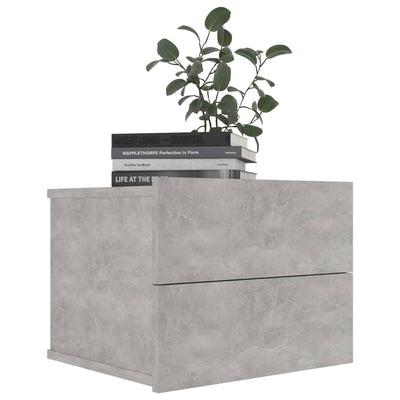 Yöpöydät 2 kpl betoninharmaa 40x30x30 cm tekninen puu