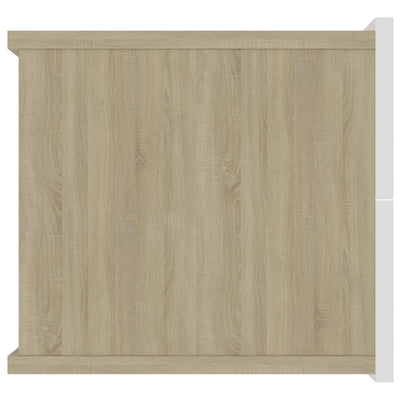 Yöpöydät 2kpl valkoinen ja Sonoma tammi 40x30x30 cm lastulevy