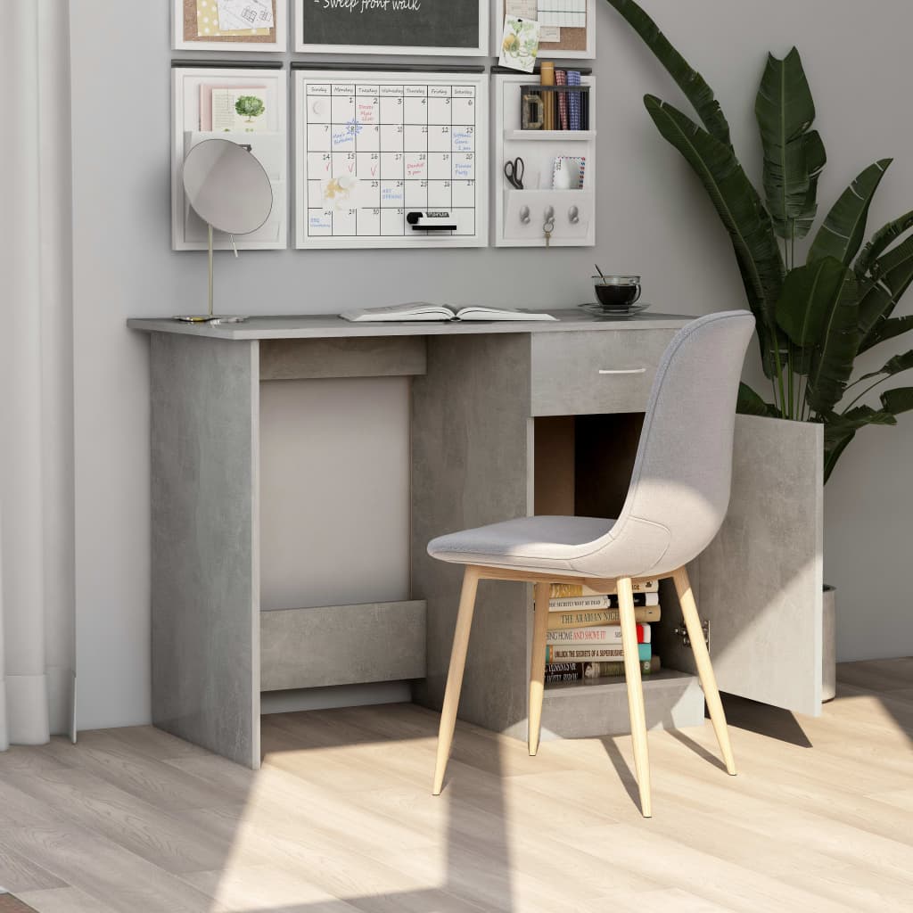 Betoninharmaa työpöytä Abbdulah 100x50x76cm (puinen)