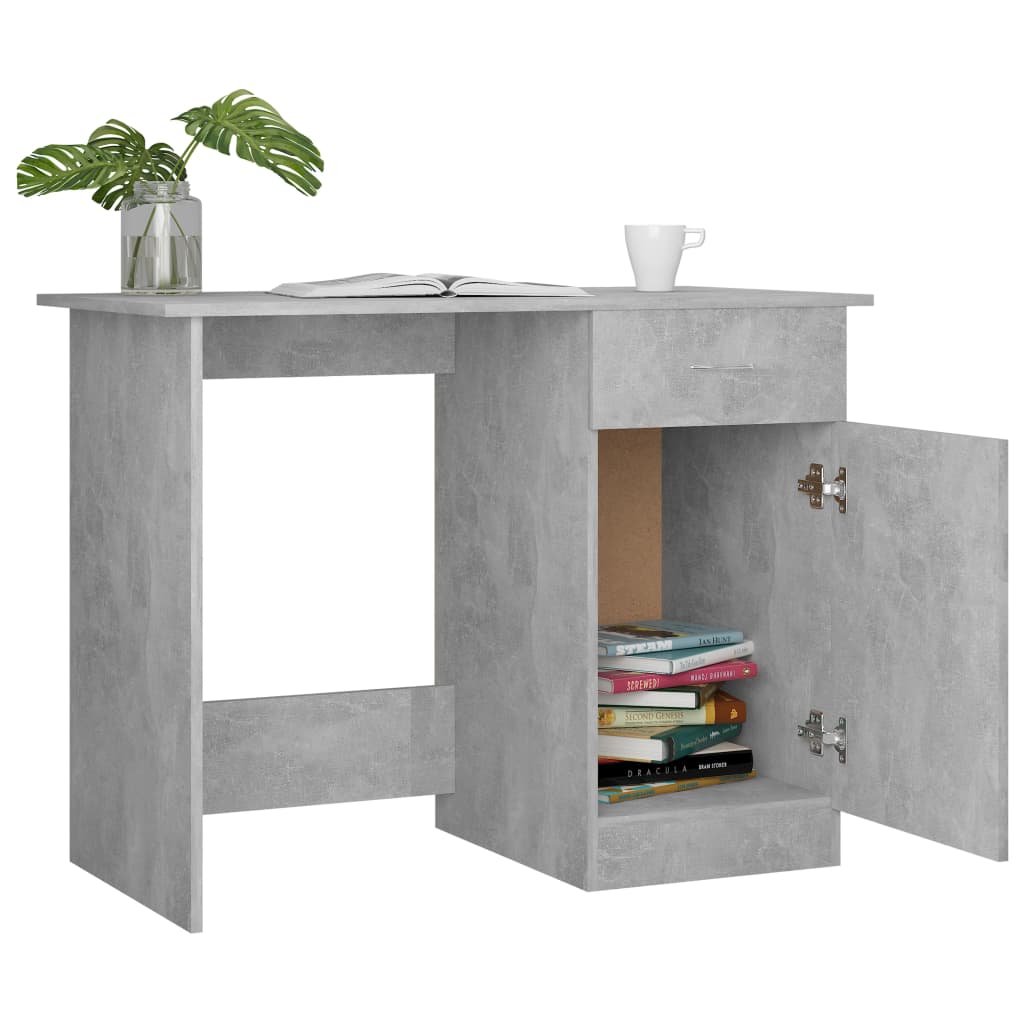 Betoninharmaa työpöytä Abbdulah 100x50x76cm (puinen)