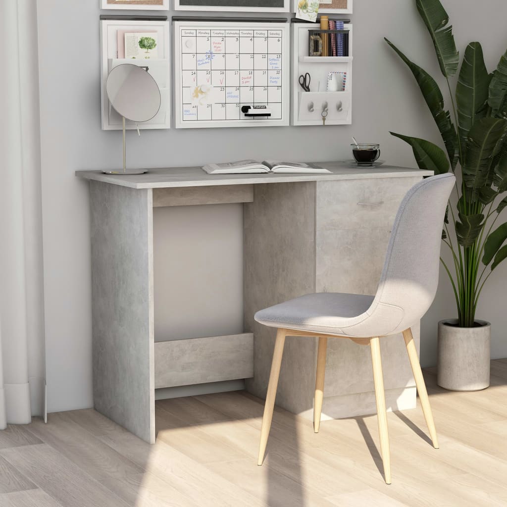Betoninharmaa työpöytä Abbdulah 100x50x76cm (puinen)