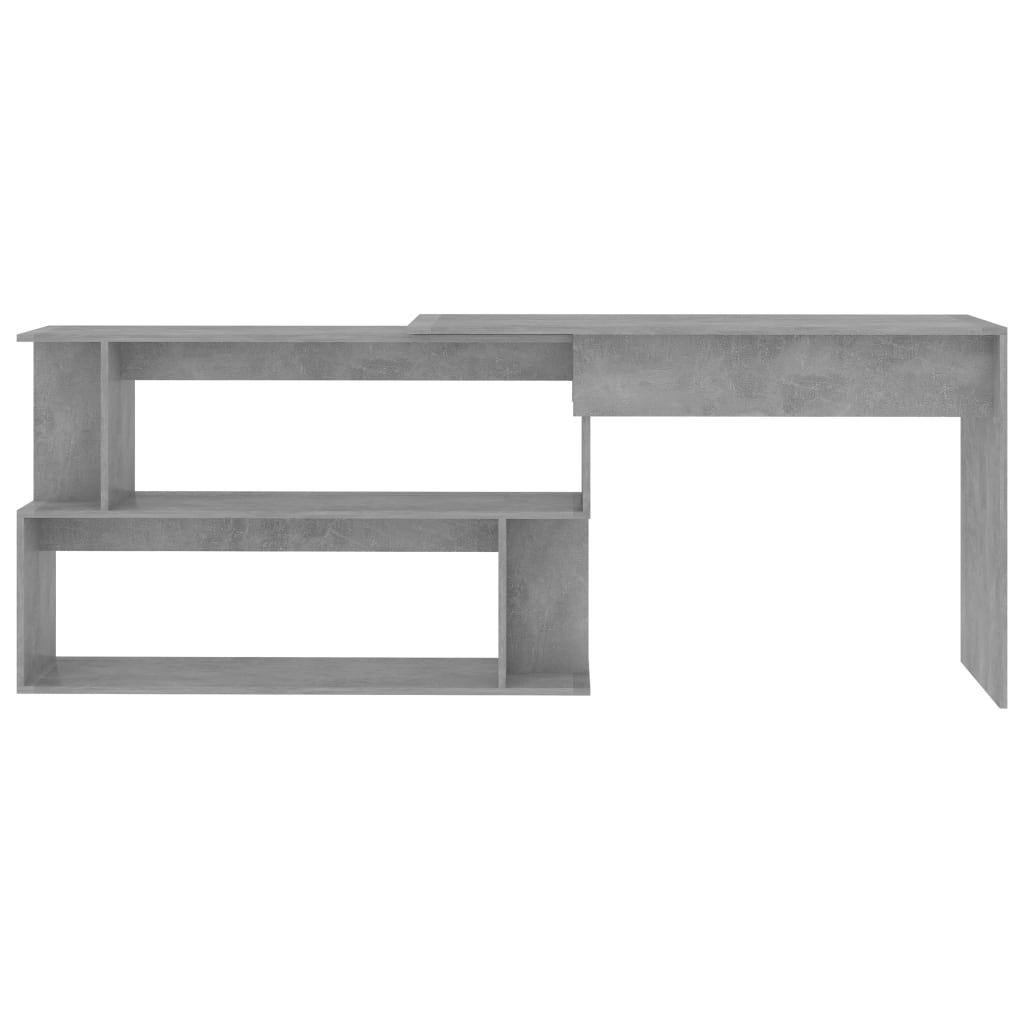 Betoninharmaa kulmapöytä Helviga 200x50x76cm (puinen)
