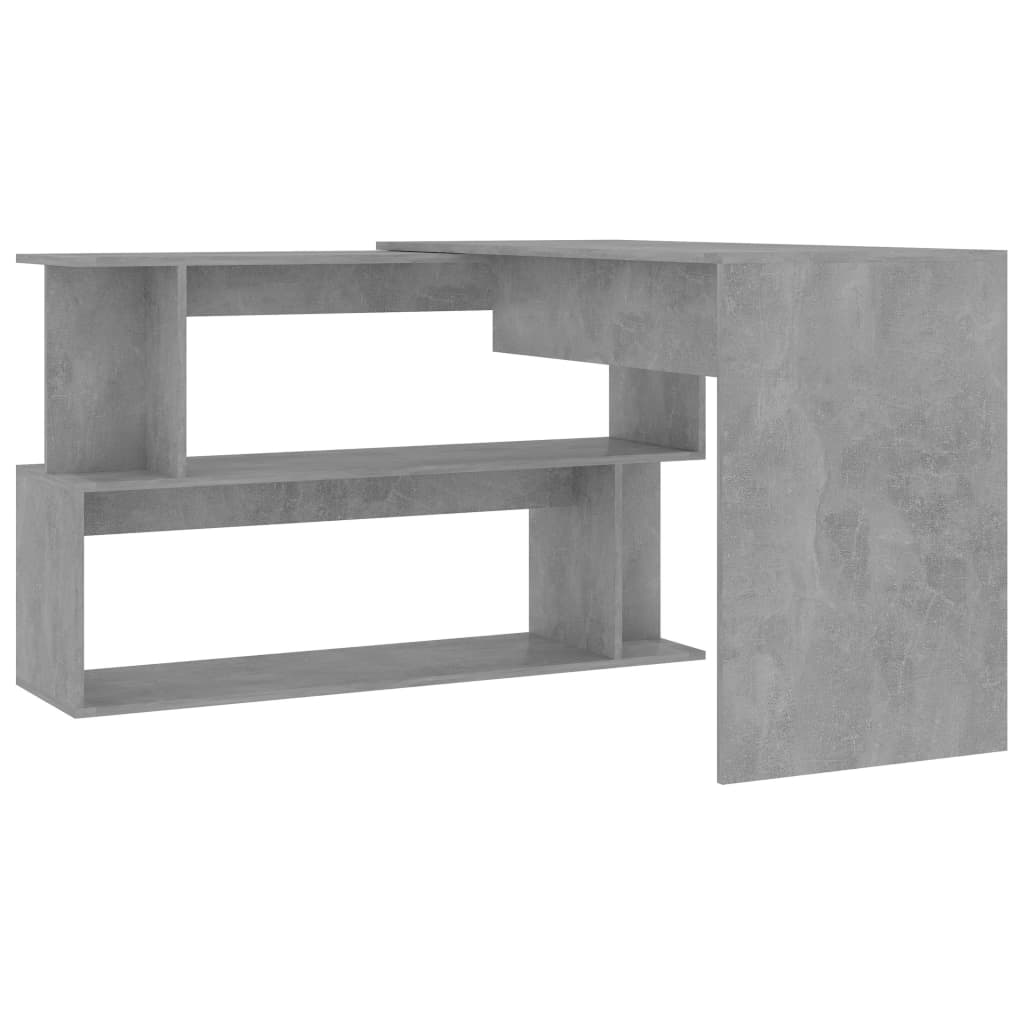 Betoninharmaa kulmapöytä Helviga 200x50x76cm (puinen)