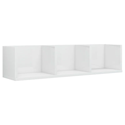 CD-seinähylly korkeakiilto valkoinen 75x18x18 cm tekninen puu