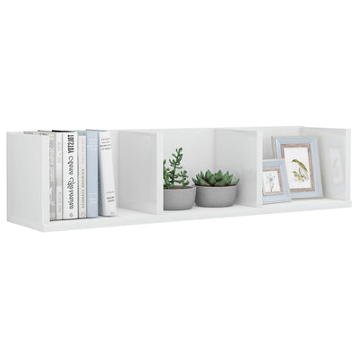 CD-seinähylly korkeakiilto valkoinen 75x18x18 cm tekninen puu
