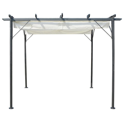 Pergola sisäänvedettävällä katolla kermanvalkoinen 3x3 m teräs