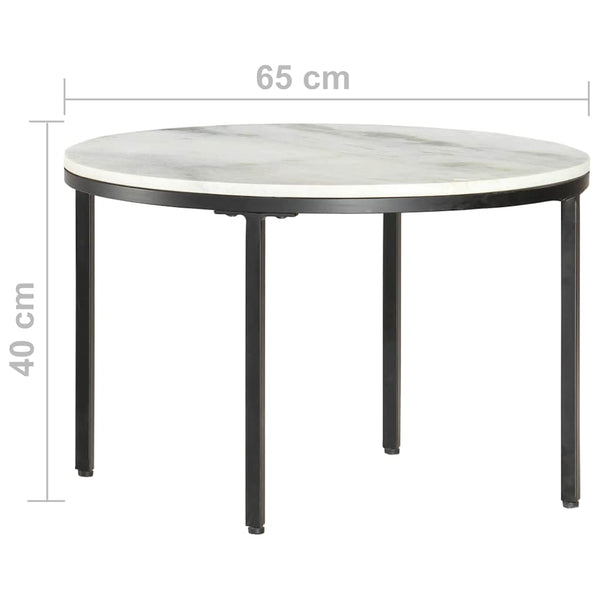 Sohvapöytä valkoinen ja musta Ø65 cm aito marmori