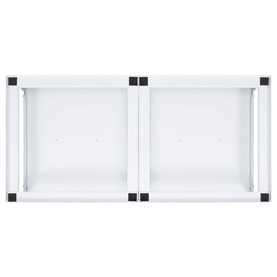 Valkoinen pesukoneen ja kuivausrummun korokejalusta hyllyillä Lumperdean