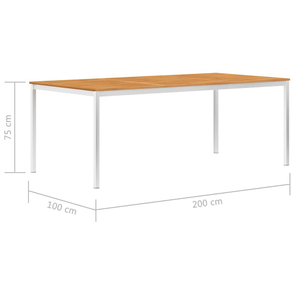 Ulkoruokapöytä 200x100x75 cm akaasiapuu ja ruostumaton teräs
