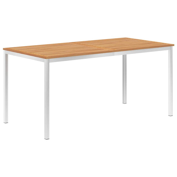 Puutarhan ruokapöytä 160x80x75 cm tiikki ja ruostumaton teräs
