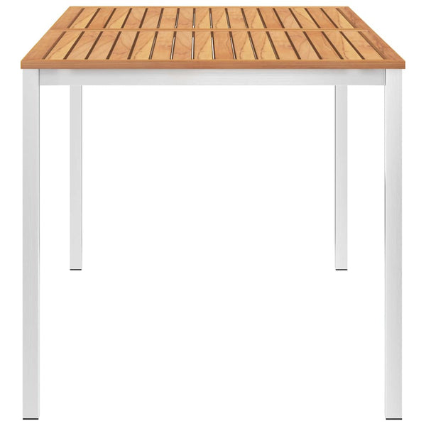 Puutarhan ruokapöytä 160x80x75 cm tiikki ja ruostumaton teräs