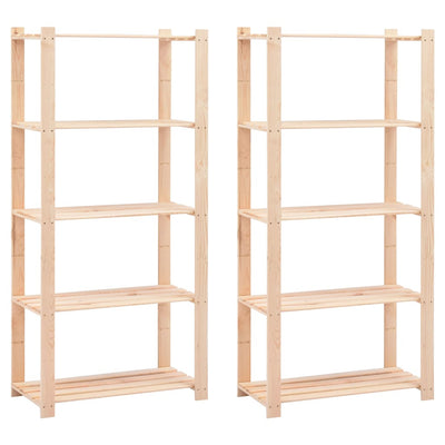 5-kerroksiset varastohyllyt 2 kpl 80x38x170cm täysi mänty 250kg