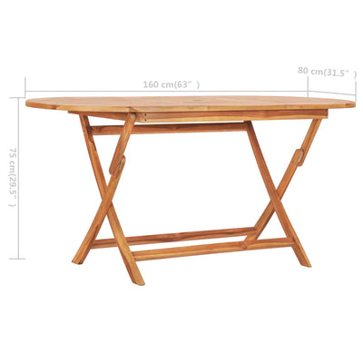 Kokoontaitettava puutarhapöytä 160x80x75 cm täysi tiikki