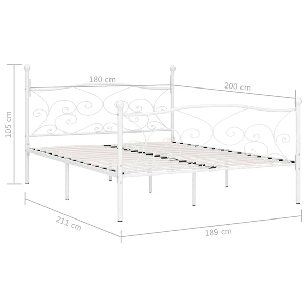 Sängynrunko sälepohjalla valkoinen metalli 180x200 cm