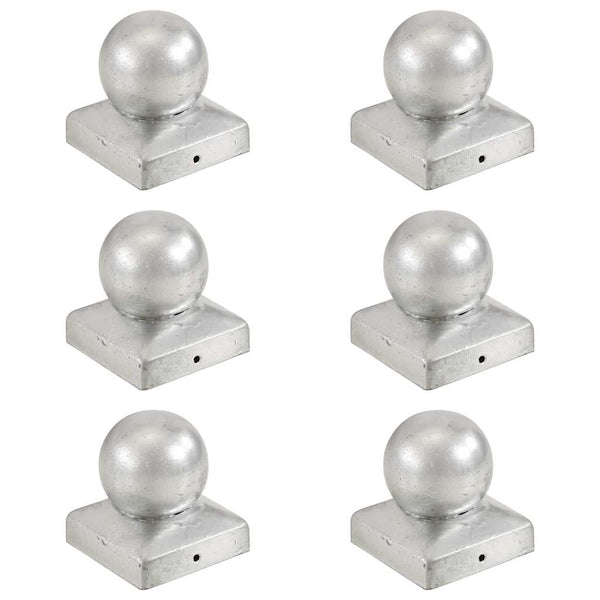 Pallon muotoiset tolpan kärjet 6 kpl galvanoitu metalli 81x81mm