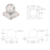 Pallon muotoiset tolpan kärjet 6 kpl galvanoitu metalli 81x81mm