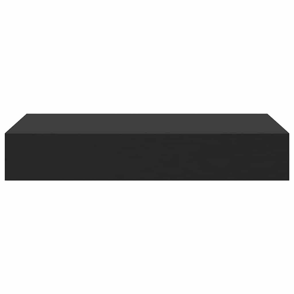 Musta kelluva seinähylly vetolaatikolla Eustrela 48x25x8cm