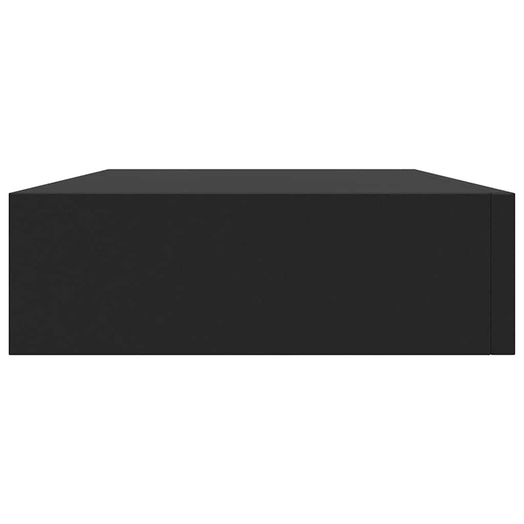Musta kelluva seinähylly vetolaatikolla Eustrela 48x25x8cm