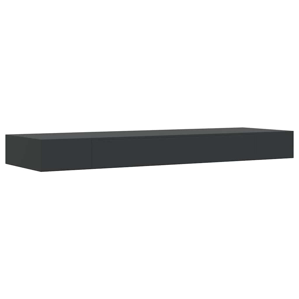 Musta kelluva seinähylly vetolaatikolla Eustrela 80x25x8cm