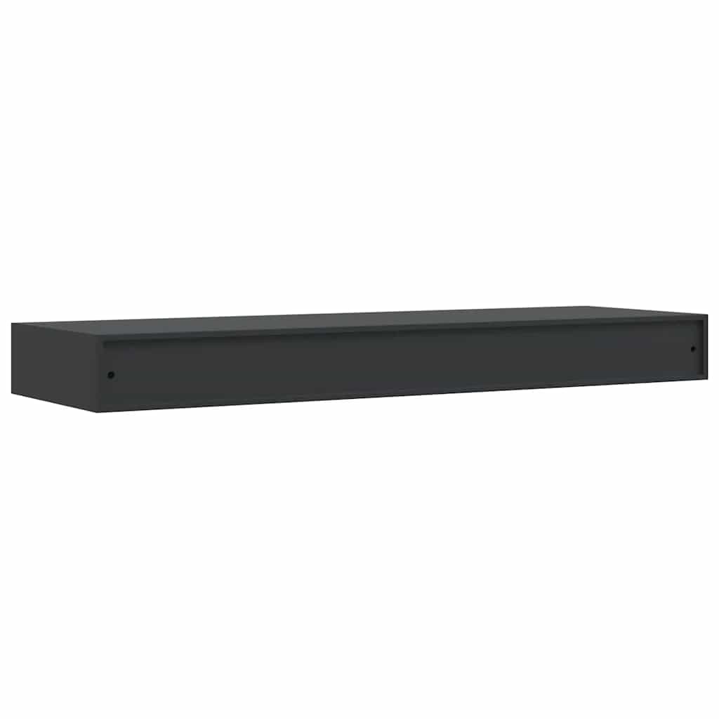 Musta kelluva seinähylly vetolaatikolla Eustrela 80x25x8cm