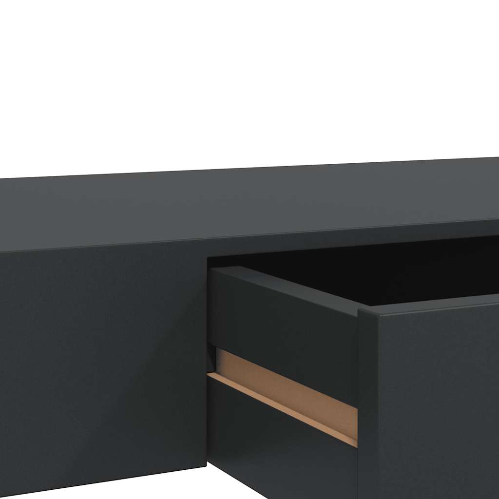 Musta kelluva seinähylly vetolaatikolla Eustrela 80x25x8cm